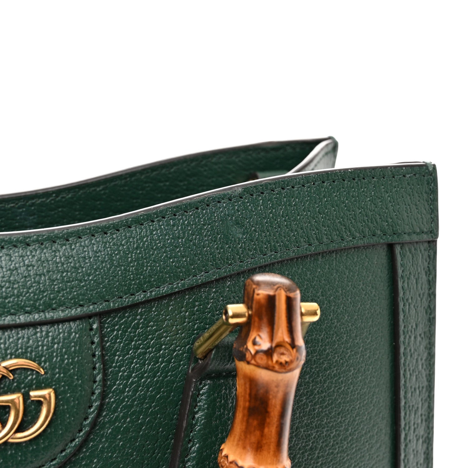 Gucci Textured Dollar Calfskin Web Small Diana Tote Bag Green 13 of 15