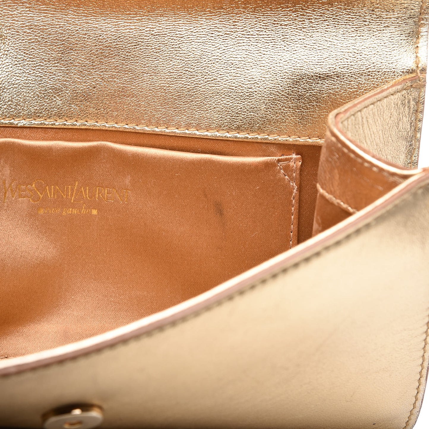 Metallic Calfskin Y-Mail Clutch Gold