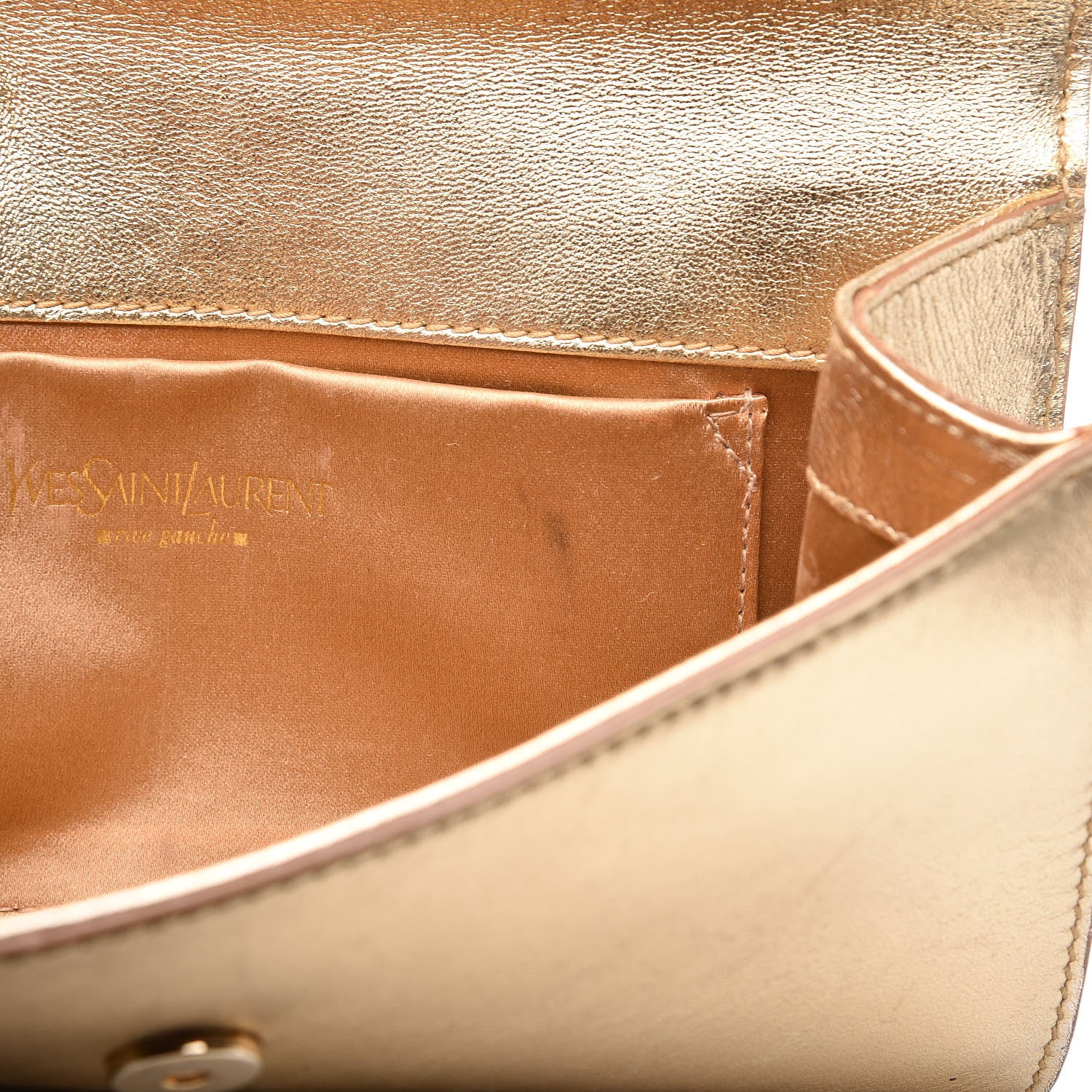 Saint Laurent Metallic Calfskin Y-Mail Clutch Gold 7 of 10