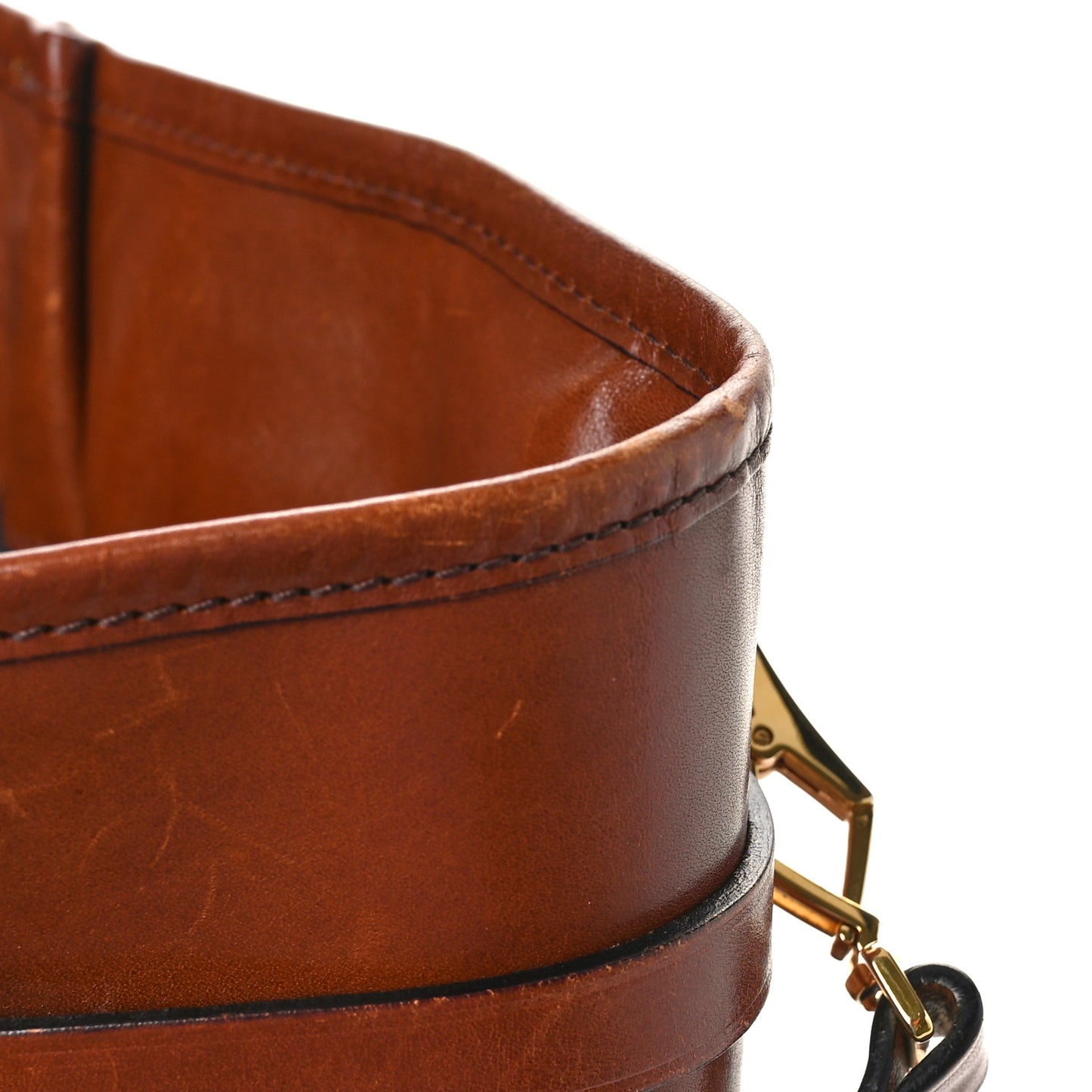Bridle Calfskin House Check Medium Whipstitch Tote Dark Tan