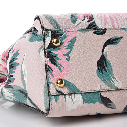Burberry Soft Grain Calfskin Floral Print Medium Buckle Tote Natural Emerald Green 10 of 11