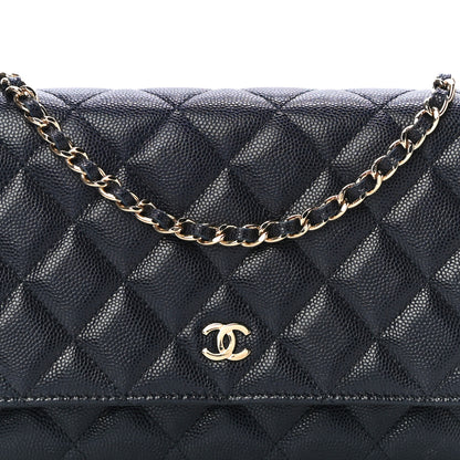 Chanel Caviar Quilted Wallet On Chain WOC Navy Blue 9 of 12