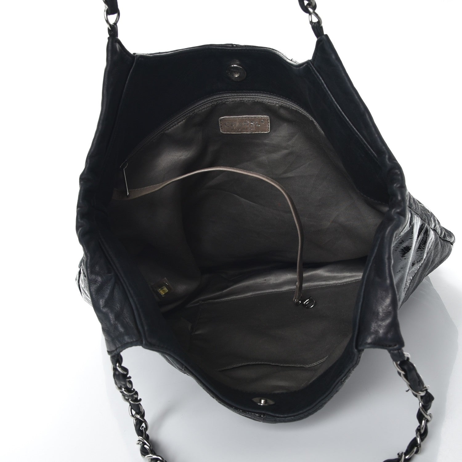 Chanel Patent Calfskin Patchwork Brooklyn Tote Black 5 of 13