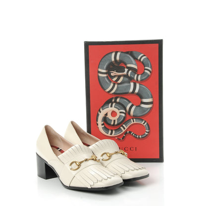 Gucci Malaga Kid Polly Kiltie Fringe 55mm Loafer Pumps 40 Mystic White 9 of 9