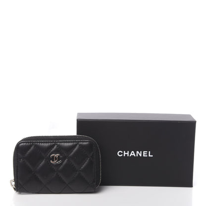 Chanel Lambskin Quilted Zip Coin Purse Black 8 of 8