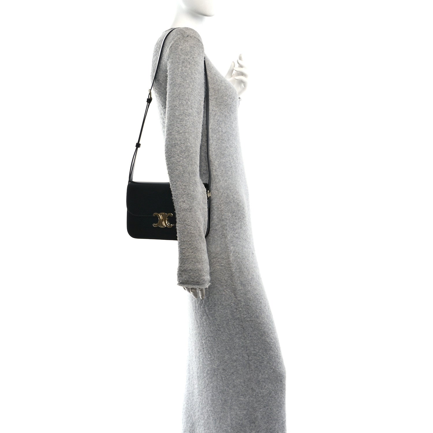Celine Shiny Calfskin Medium Triomphe Black 2 of 10