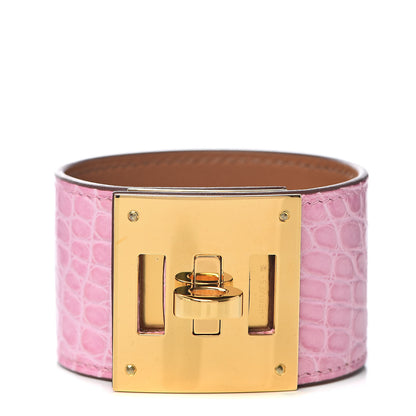 Hermes Matte Alligator Kelly Dog Bracelet T2 5P Pink 1 of 6