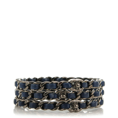 Chanel Lambskin Chain Turnlock CC Bangle Set of 3 Navy 1 of 4
