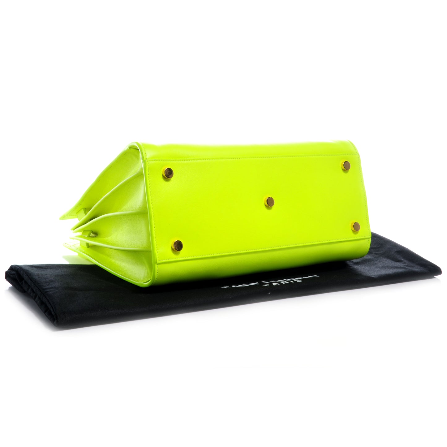 Leather Small Sac de Jour Carryall Yellow Neon