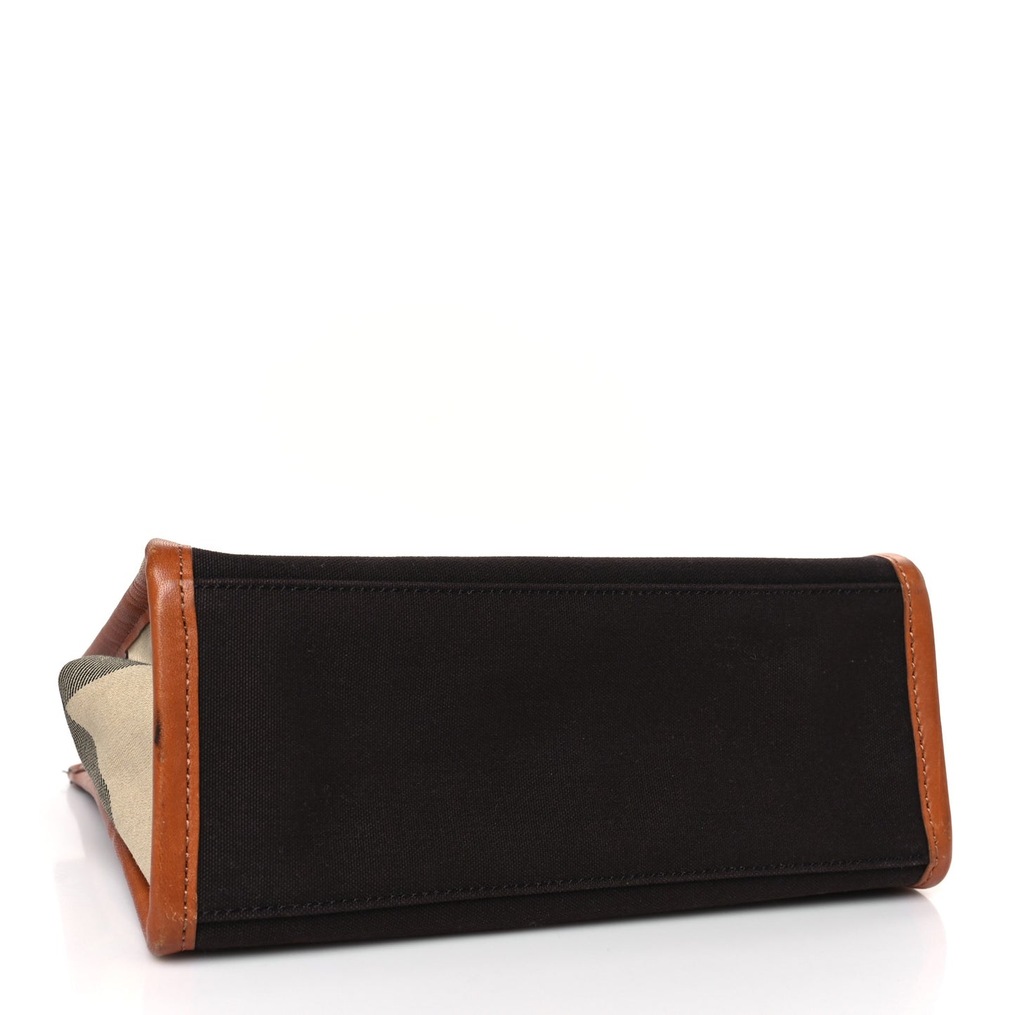 Canvas Calfskin Two Tone Tote Bag Tan