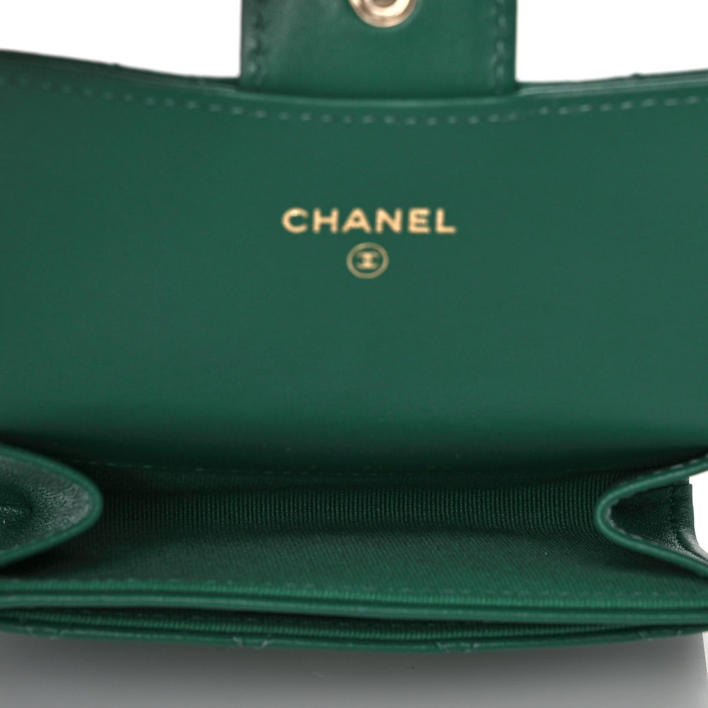 Lambskin Quilted Flap Card Holder Wallet Green