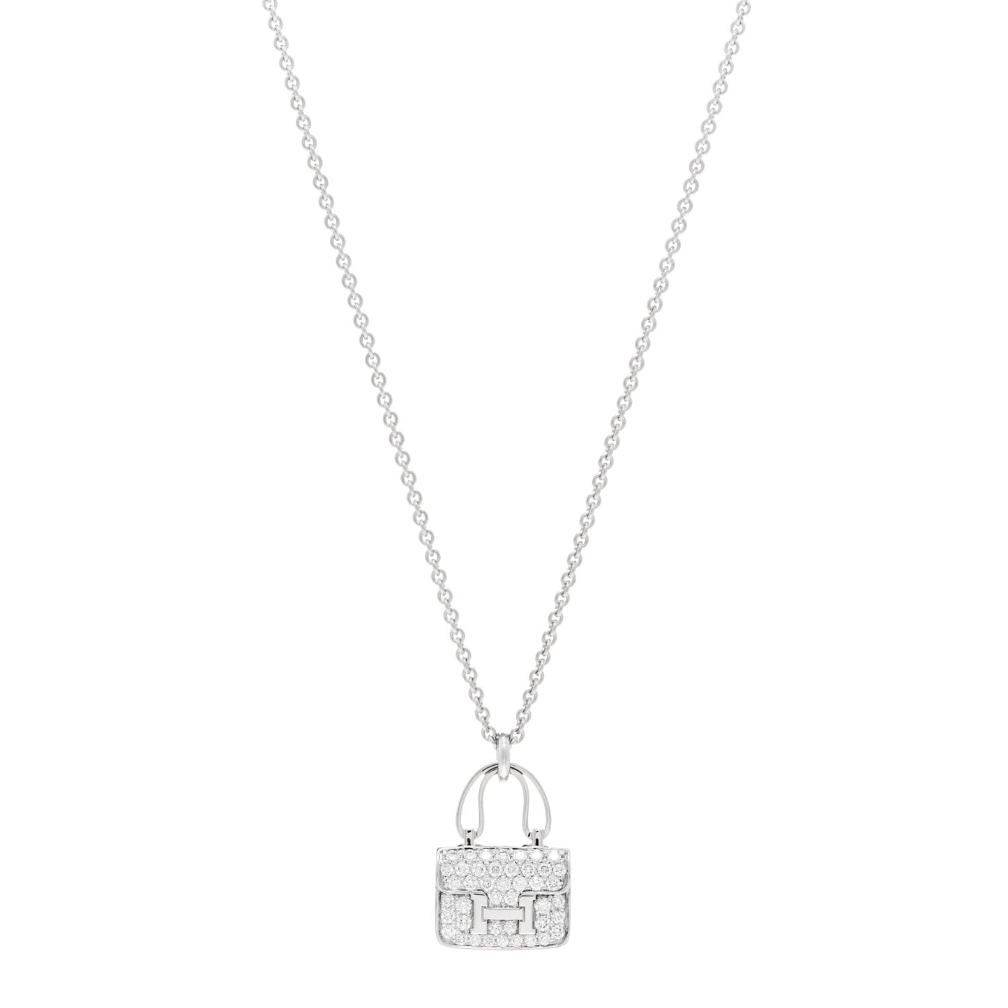 18K White Gold Diamond Constance Amulettes Pendant Necklace