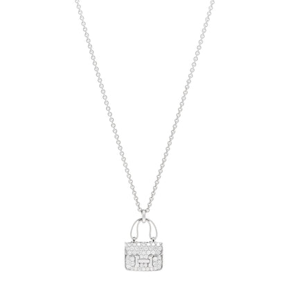 Hermes 18K White Gold Diamond Constance Amulettes Pendant Necklace 1 of 6