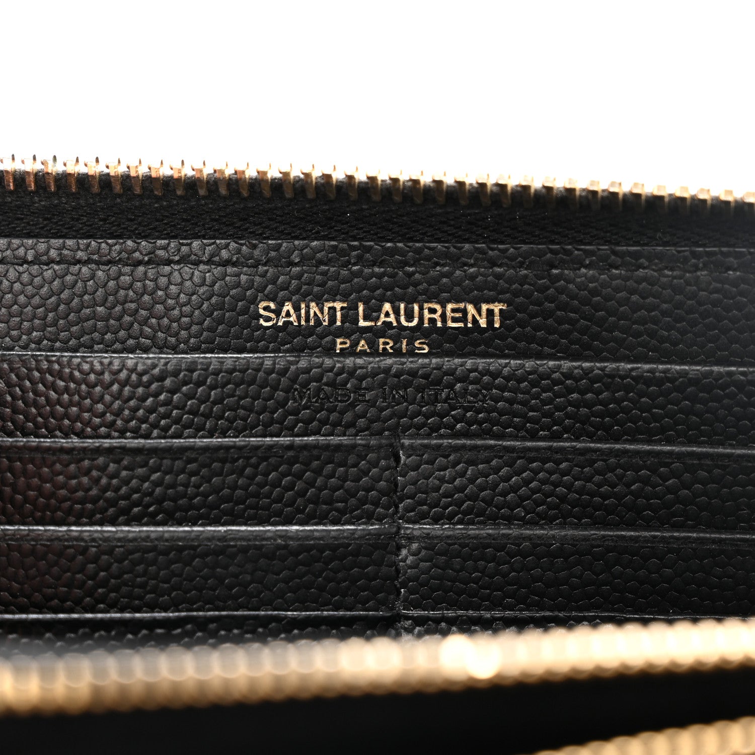 Saint Laurent Grain De Poudre Matelasse Chevron Monogram Zip Around Wallet Black 6 of 13