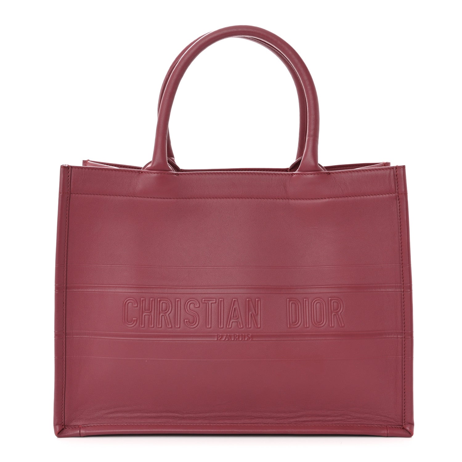 Christian Dior Calfskin Embossed Medium Book Tote Red 1 of 12