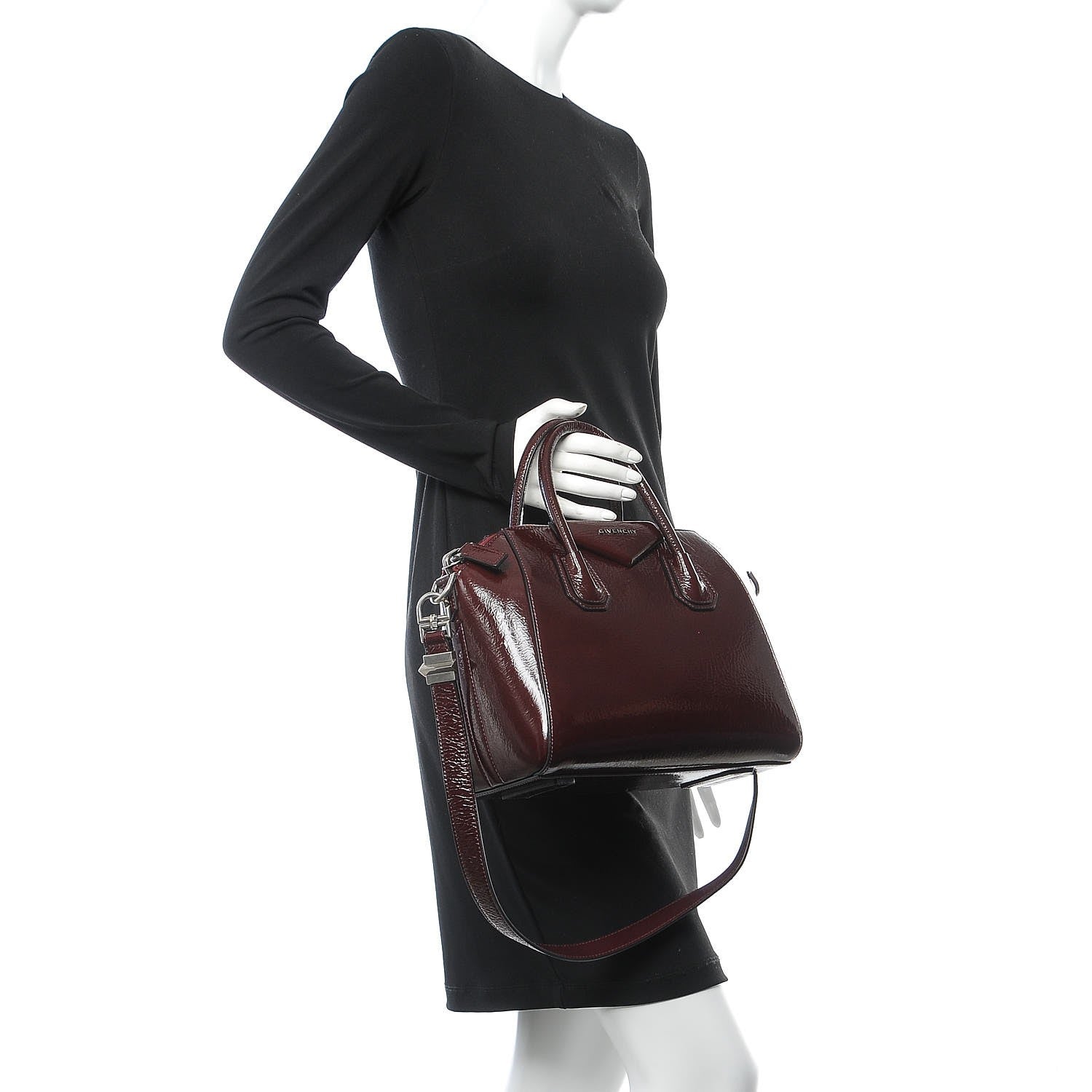 Givenchy Crinkled Patent Calfskin Small Antigona Aubergine 3 of 12
