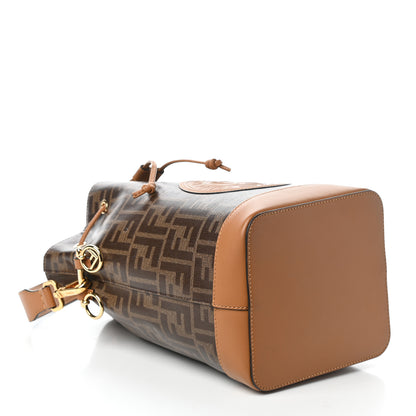 Fendi Glazed Fabric Vitello Grace F is Fendi FF 1974 Stamp Patch Grande Mon Tresor Bucket Bag Mogano Panna Nocciola 4 of 9