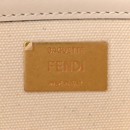 Fendi Canvas Vitello Seta FF Multicolor Embroidered Baguette Grezzo Multicolor Latte 6 of 10