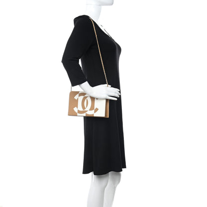 Chanel Lambskin CC Stitch Wallet On Chain WOC Beige White 2 of 11