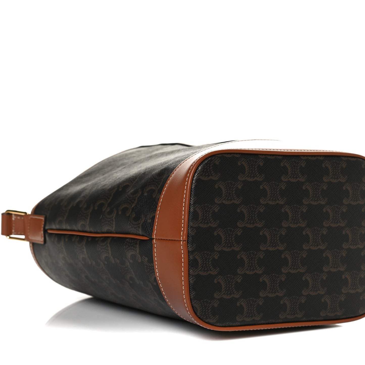 Triomphe Canvas Calfskin Small Bucket Bag Tan