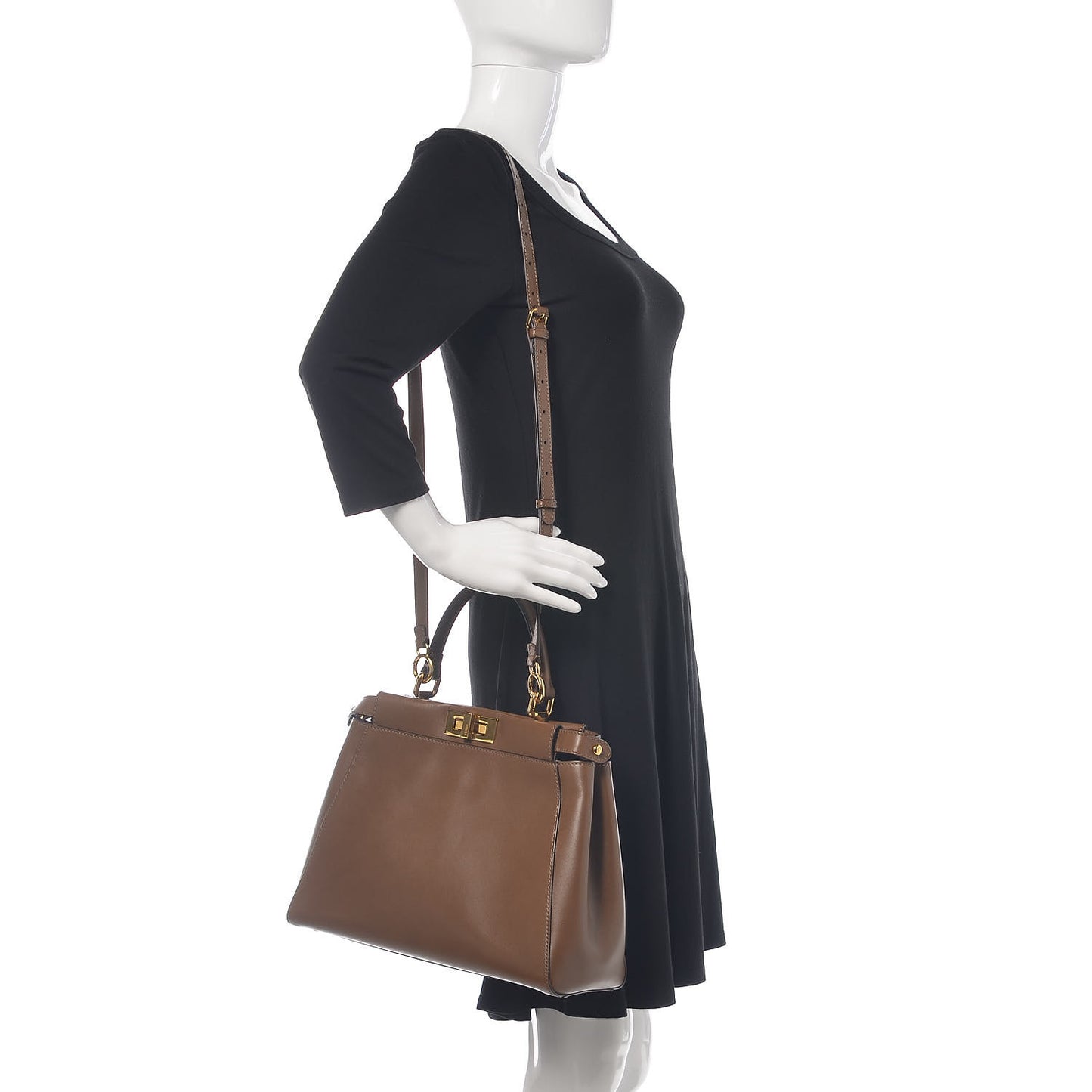 Vitello Morgan Fabric Jacquard Pequin Medium Peekaboo Iconic Satchel Foresta Tobacco Black