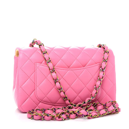 Chanel Lambskin Quilted Mini Rectangular Flap Pink Yellow 3 of 10