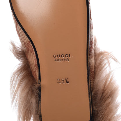 Gucci GG Monogram Fur Womens Princetown Slippers 35.5 Beige Ruggine Rust 7 of 8