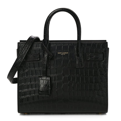 Saint Laurent Calfskin Crocodile Embossed Nano Sac De Jour Black 1 of 10