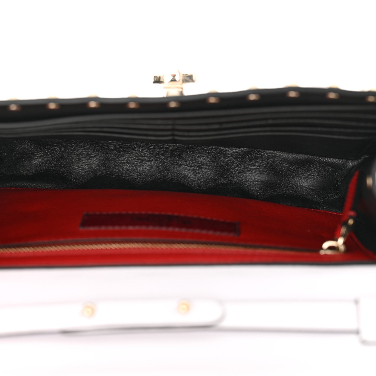 Valentino Garavani Nappa Rockstud Spike Wallet On Chain Optic White 5 of 10