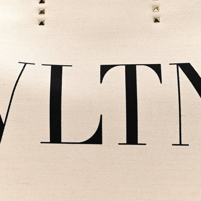 Valentino Garavani Canvas VLTN Print Large Tote Natural 7 of 9