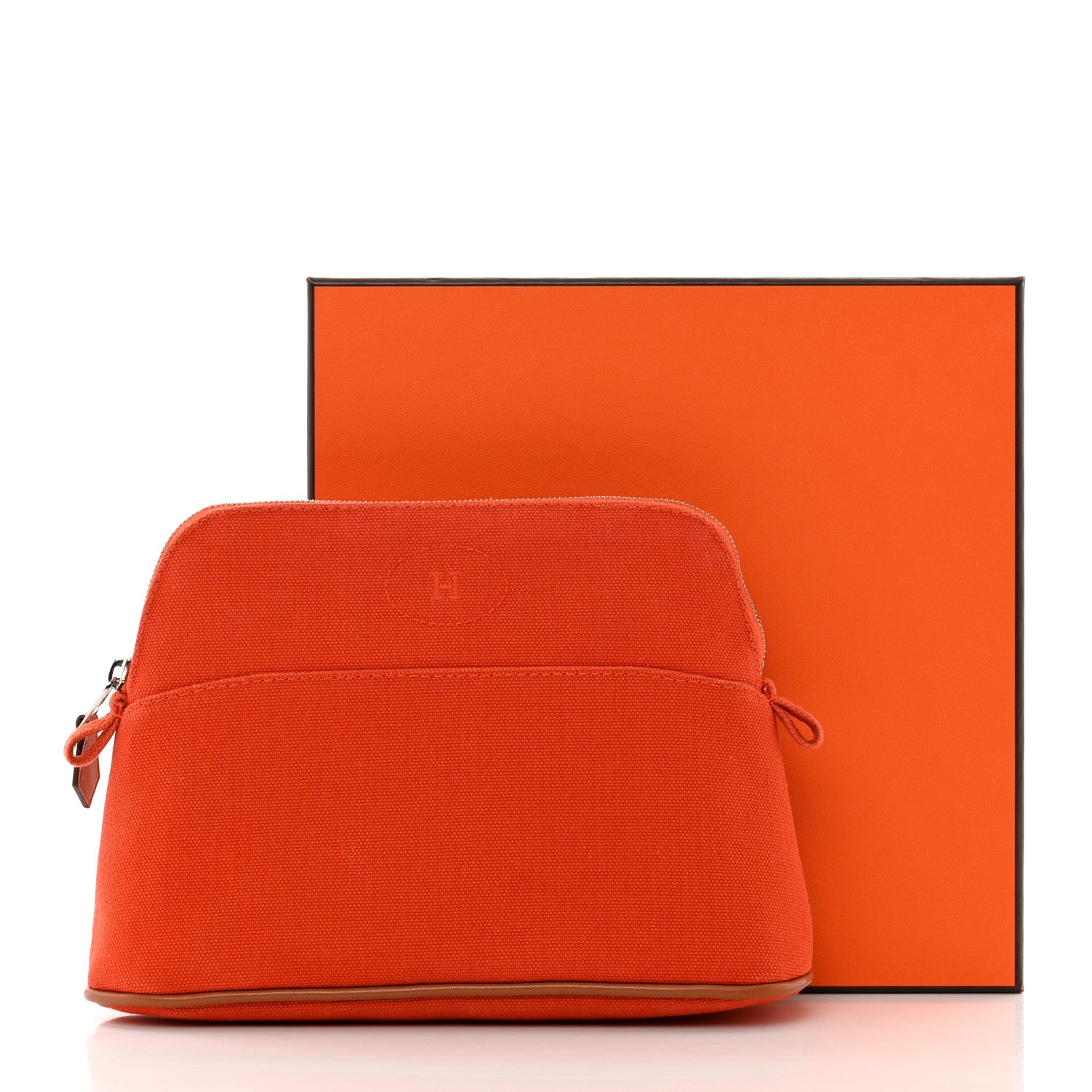 Hermes Cotton Canvas Mini Bolide Travel Cosmetic Pouch Feu 7 of 7