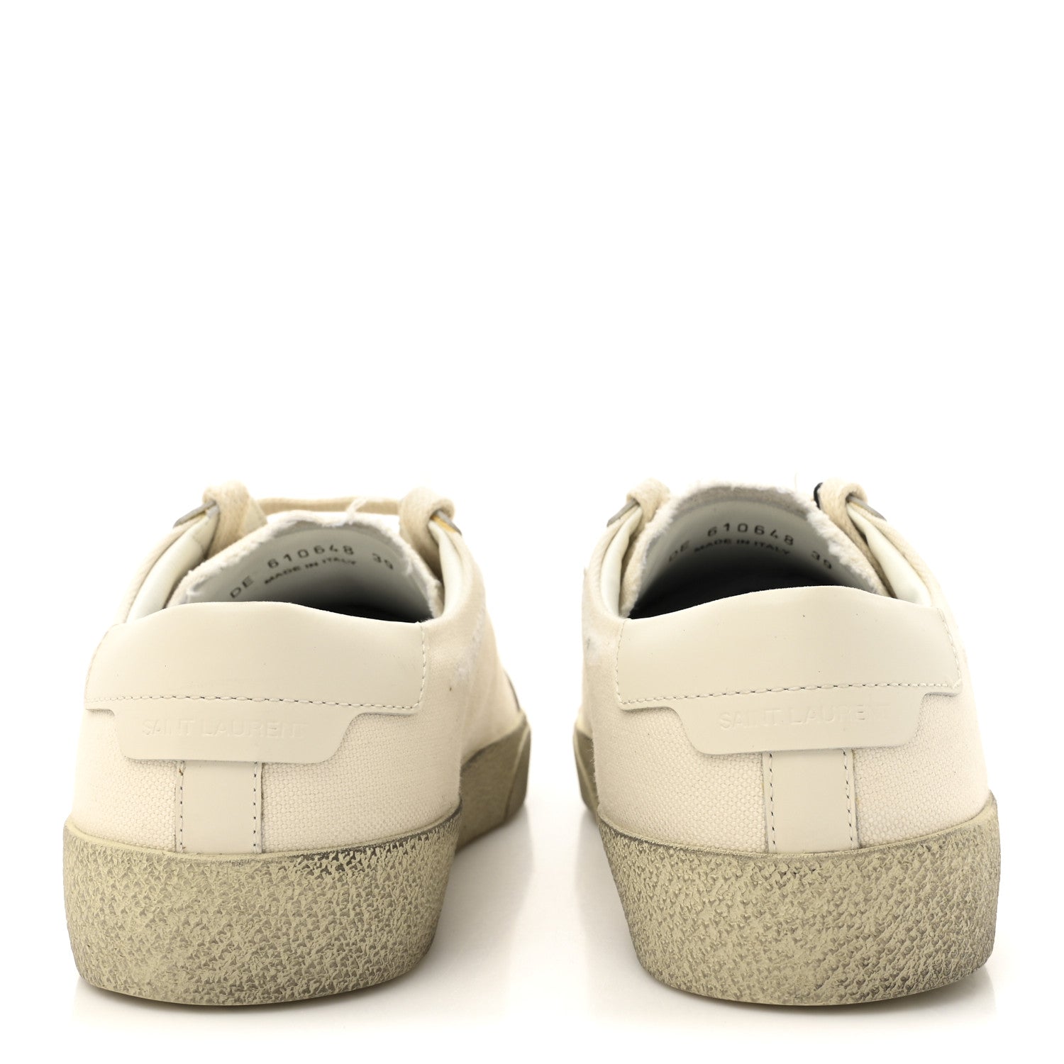 Saint Laurent Distressed Canvas Court Classic Sneakers 39 Panna 5 of 11