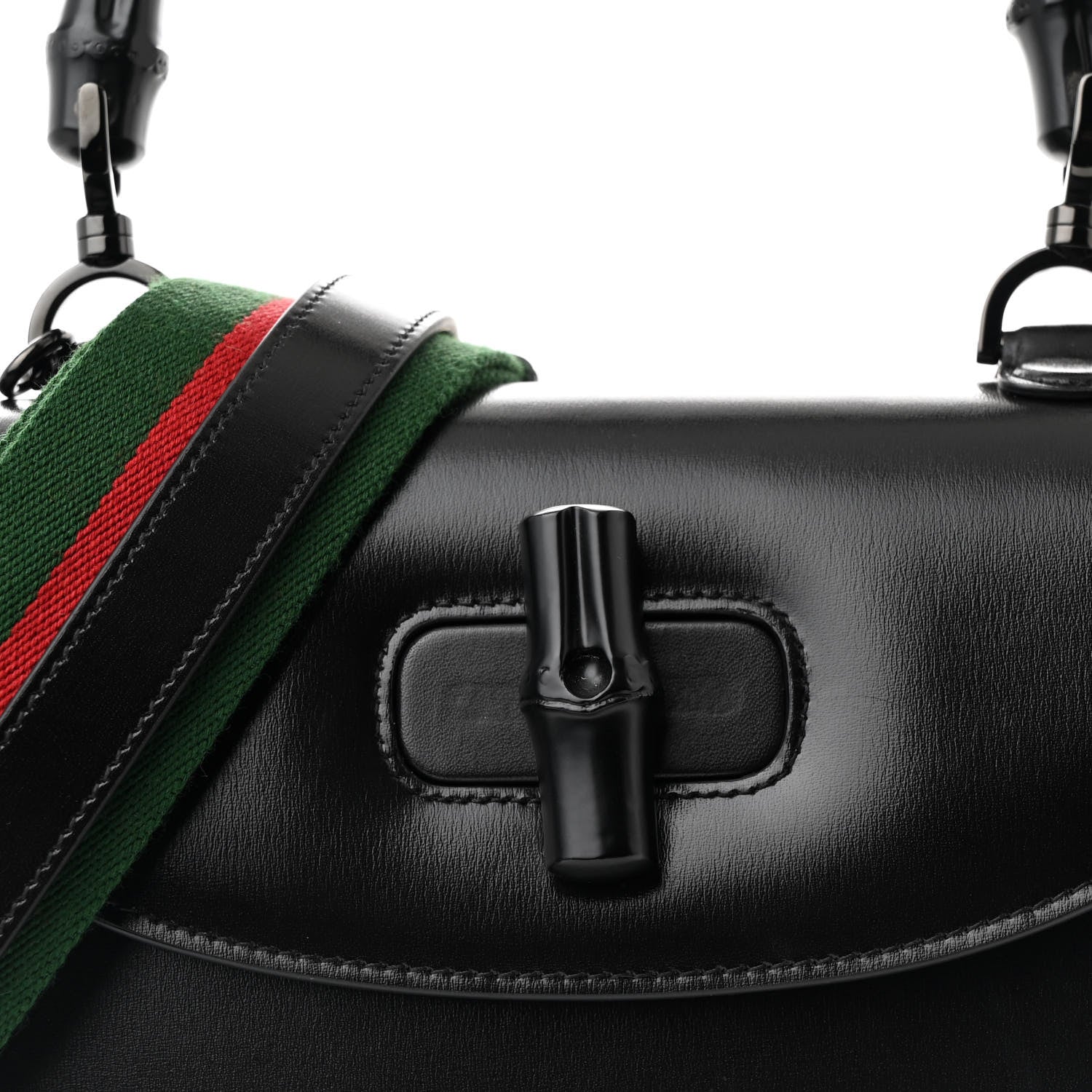 Gucci Boarded Dyana Lux Calfskin Web Monochrome Medium Bamboo 1947 Top Handle Bag Black 7 of 10