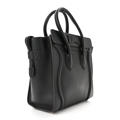 Celine Drummed Calfskin Micro Luggage Black 3 of 10