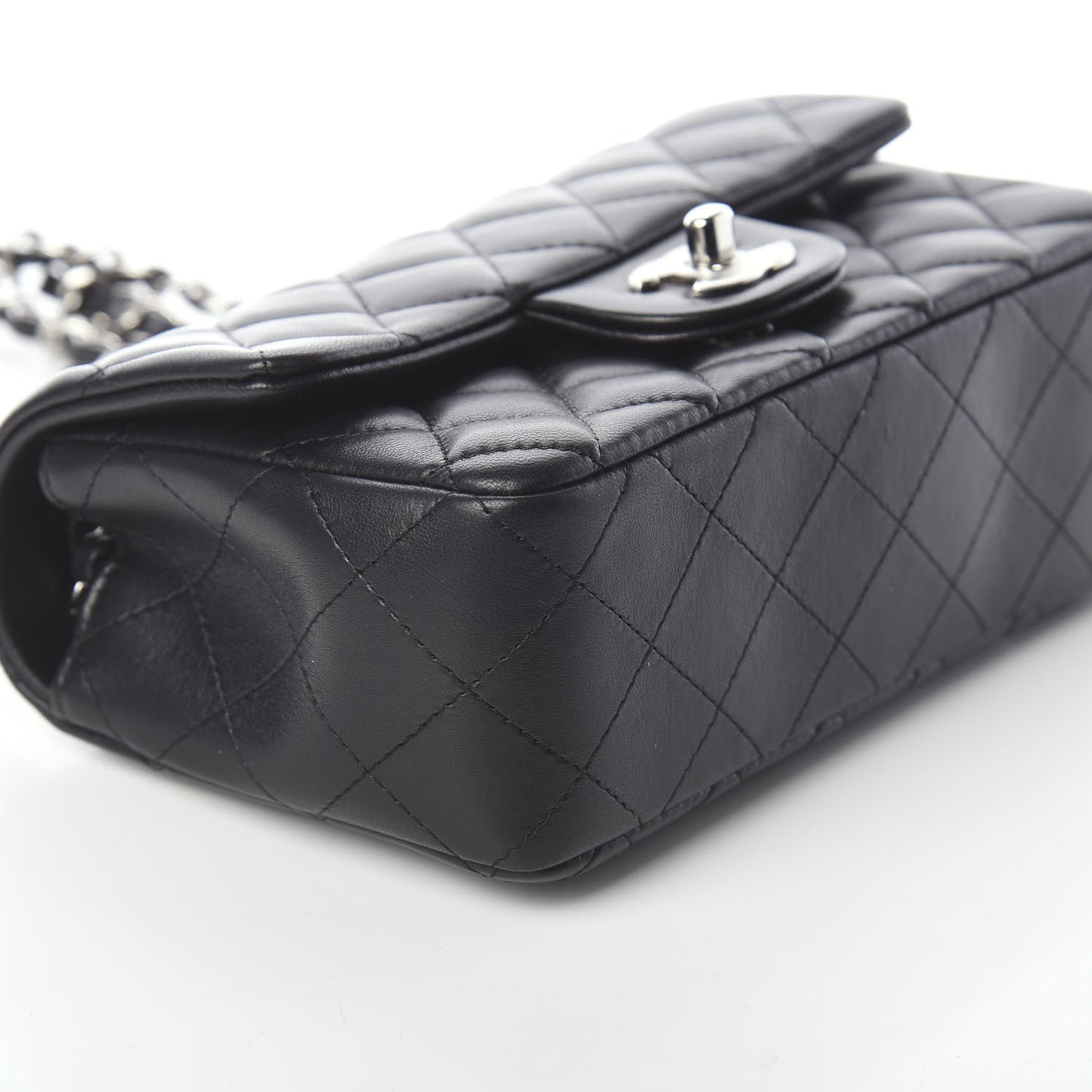 Lambskin Quilted Mini Rectangular Flap Black