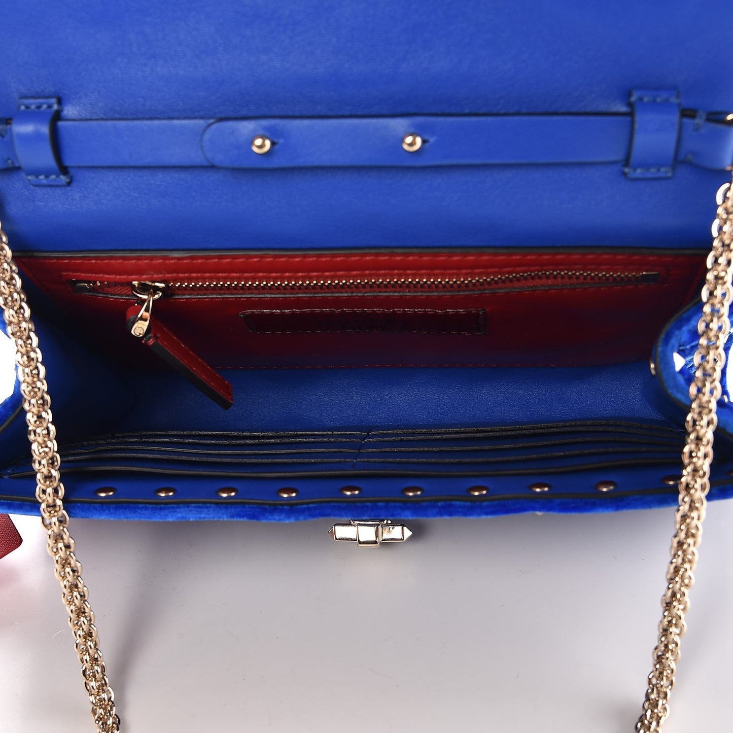 Velvet Rockstud Spike Wallet on Chain Acid Blue