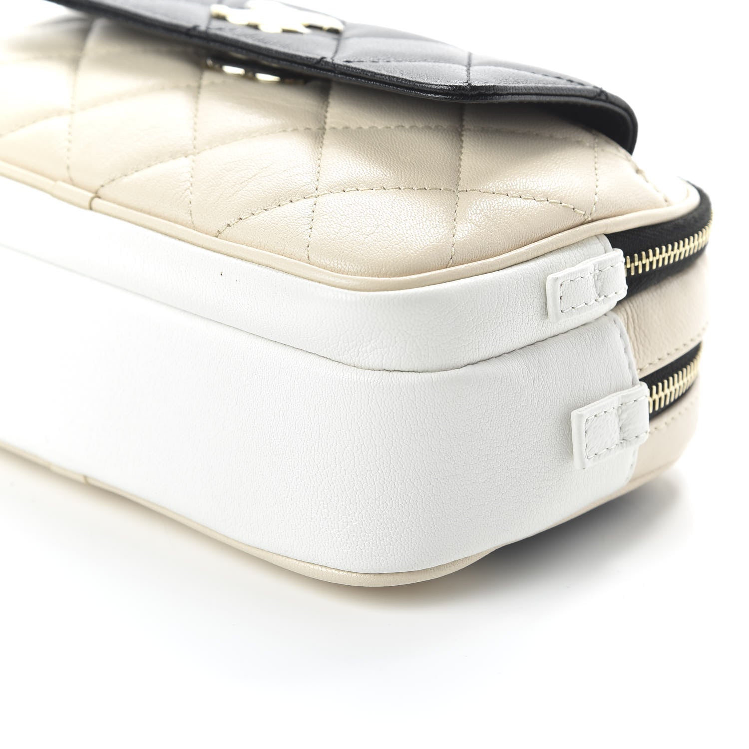 Chanel Goatskin Quilted Waist Bag Beige White Black 7 of 10