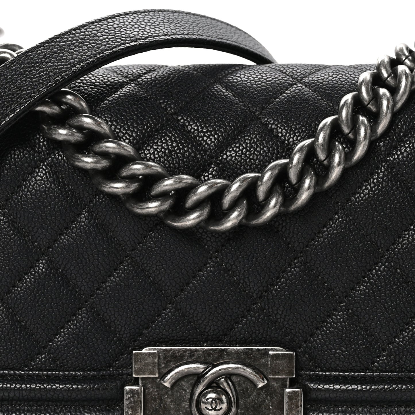 Caviar Quilted Small Boy Flap Black