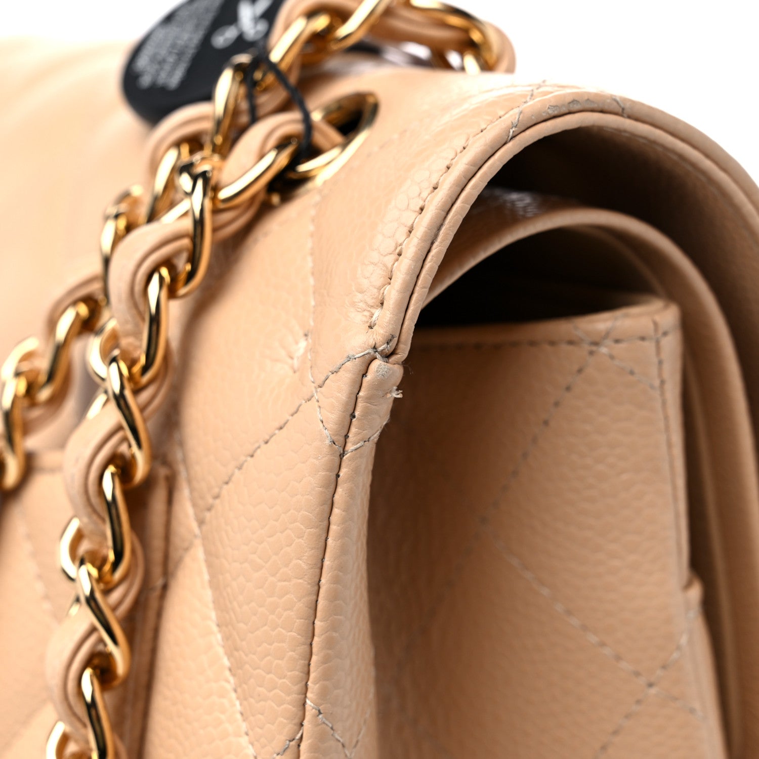 Chanel Caviar Quilted Maxi Double Flap Beige 14 of 14