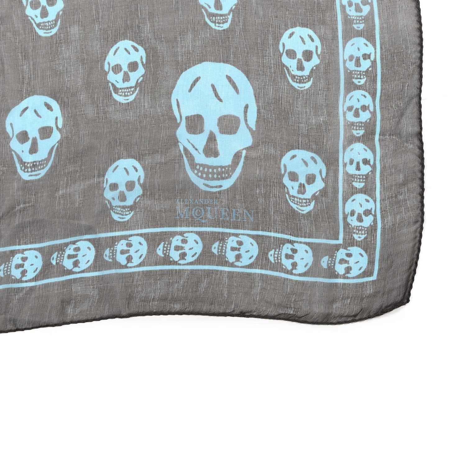 Silk Chiffon Skull Scarf Black Blue