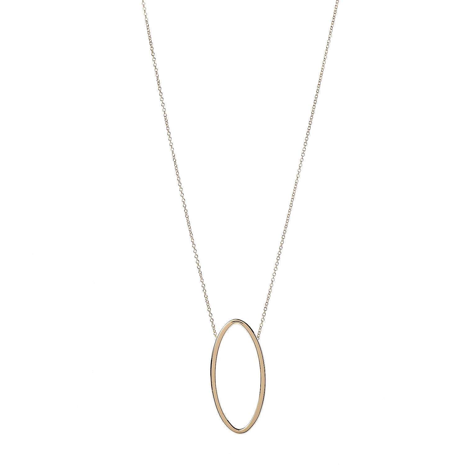 Tiffany 18K Yellow Gold Metro Oval Pendant Necklace 1 of 6