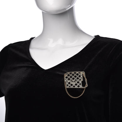 Chanel Crystal Flap Bag Brooch Black Gold 2 of 5