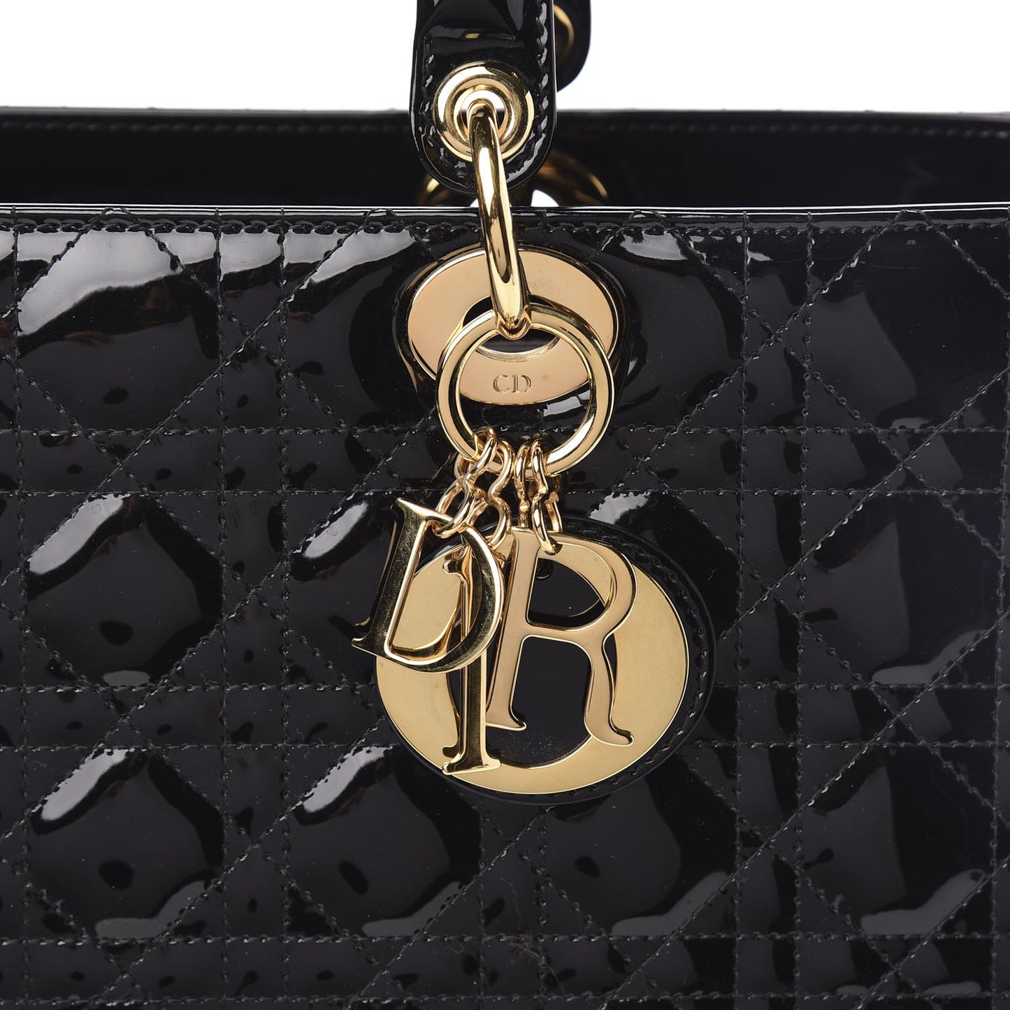 Patent Cannage Large Lady Dior Black