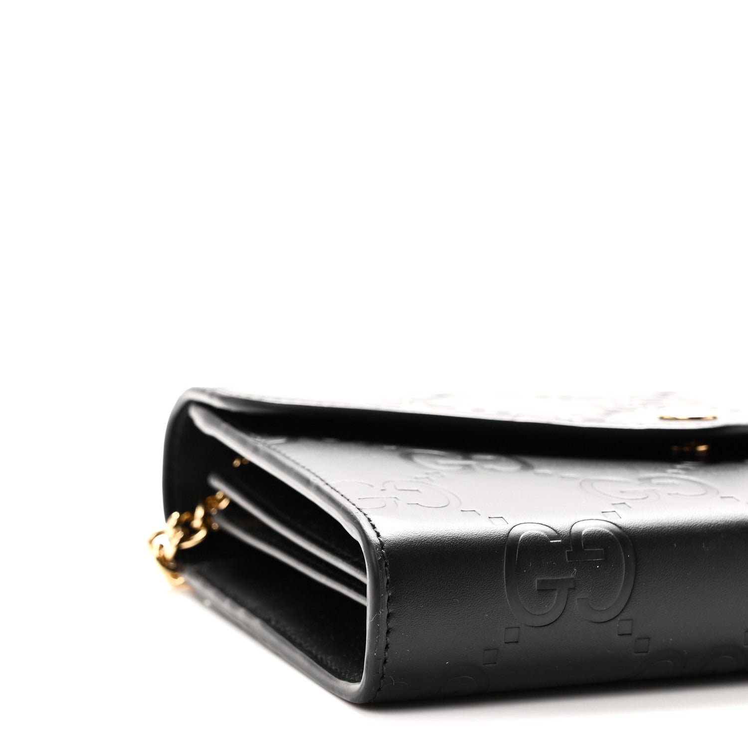 Gucci Calfskin GG Debossed Chain Wallet Black 9 of 10