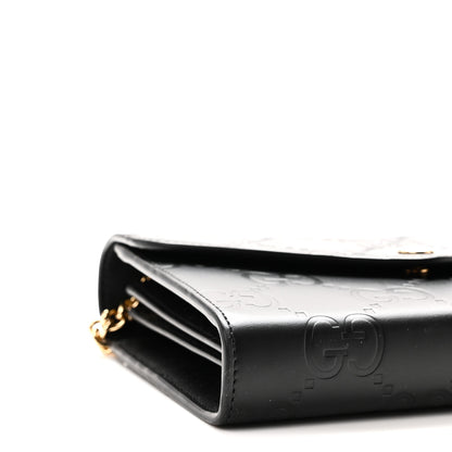Gucci Calfskin GG Debossed Chain Wallet Black 9 of 10