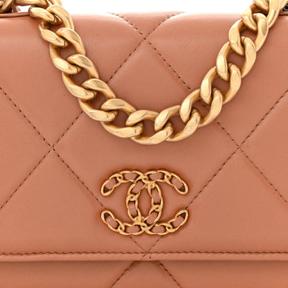 Chanel Lambskin Quilted Chanel 19 Wallet On Chain WOC Brown 9 of 12