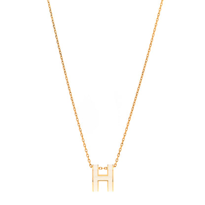 Hermes Lacquered Gold Pop H Pendant Necklace White 1 of 7