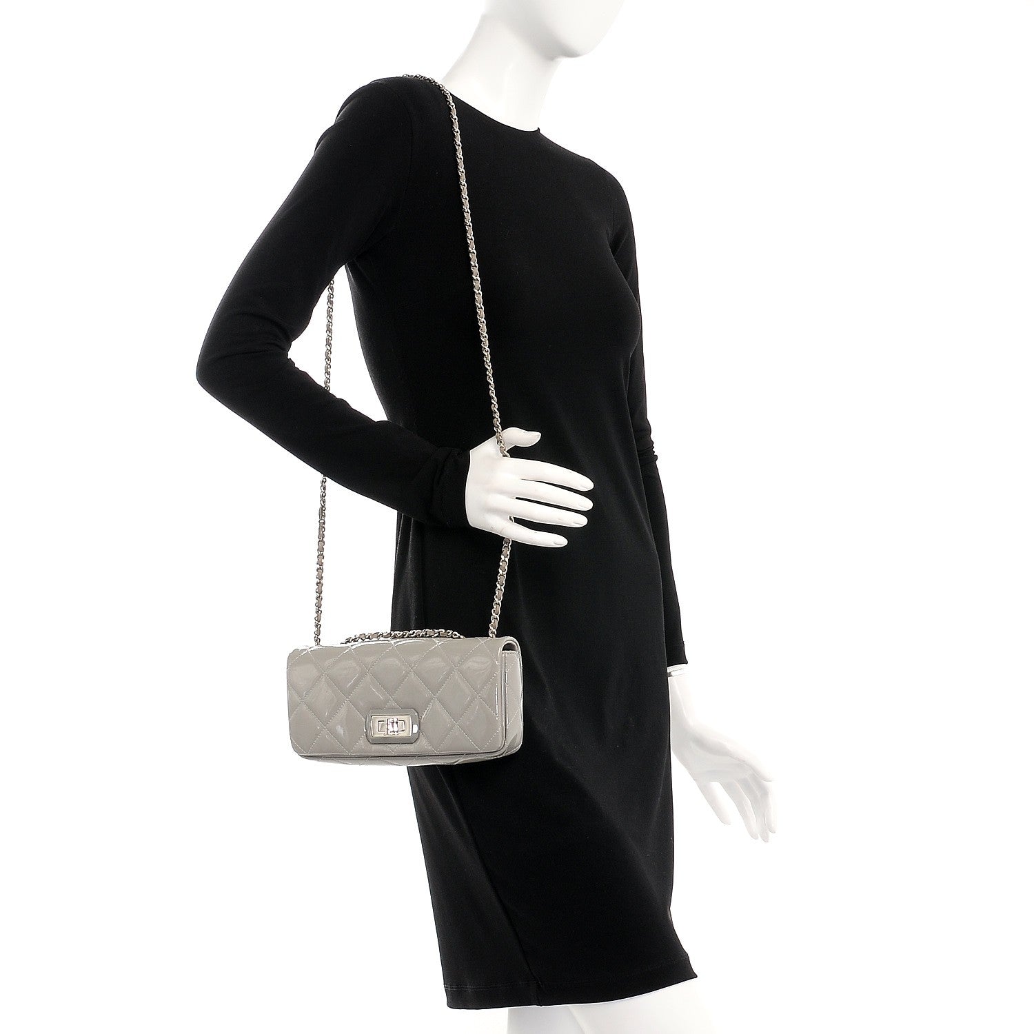 Chanel Patent Quilted Mademoiselle East West Flap Light Gray 3 of 13