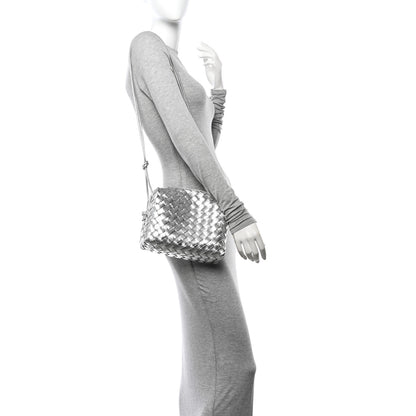 Bottega Veneta Metallic Nappa Intrecciato Medium Loop Camera Bag Silver 2 of 9
