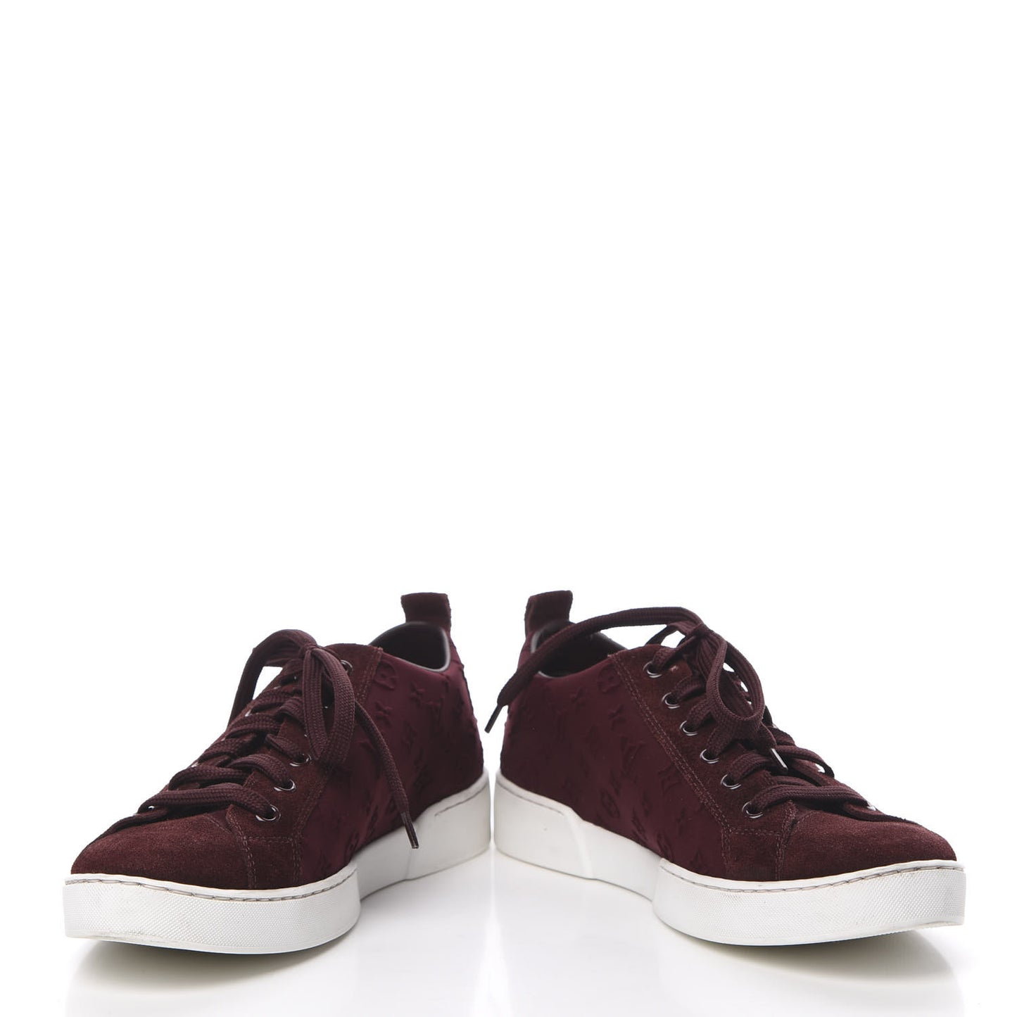 Neoprene Suede Embossed Monogram Stellar Low Top Sneakers 35.5 Burgundy